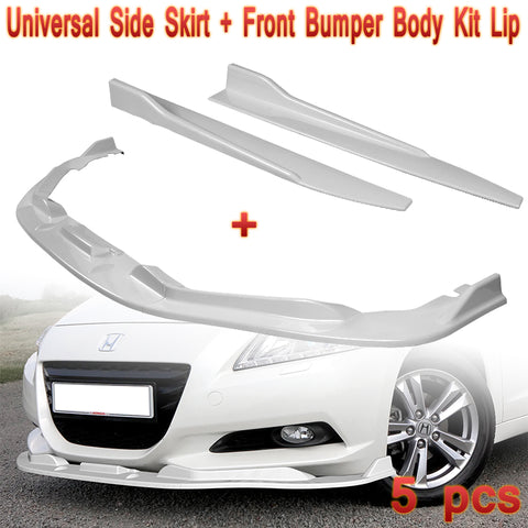 2011-2012 Honda CR-Z JP-Style Painted White Front Bumper Body Kit Spoiler Lip + Side Skirt Rocker Winglet Canard Diffuser Wing  Body Splitter ABS (Glossy White) 5PCS