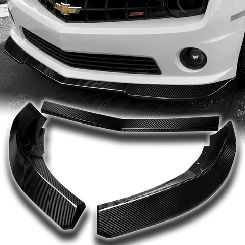 For 2010-2013 Chevrolet Camaro V6 Carbon Fiber Front Bumper Splitter Spoiler Lip  3pcs