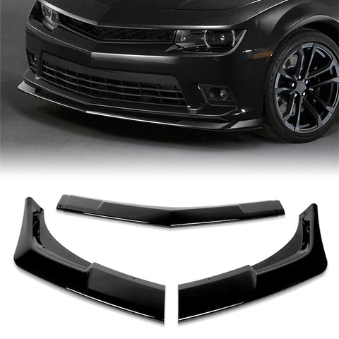 For 2014-2015 Chevy Camaro SS Z28 Painted Black Color Front Bumper Splitter Spoiler Lip 3 pcs