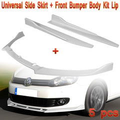2010-2013 Volkswagen Golf 6 Painted White Front Bumper Spoiler Lip + Side Skirt Rocker Winglet Canard Diffuser Wing  Body Splitter ABS (Glossy White) 5PCS