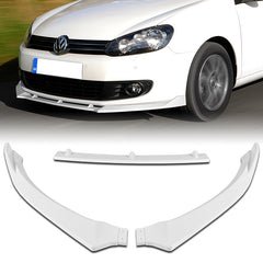 For 2010-2013 Volkswagen Golf 6 Painted White Color Front Bumper Body Splitter Spoiler Lip 3 Pcs