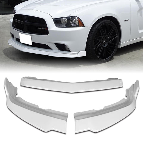For 2011-2014 Dodge Charger STP-Style Painted White Color Front Bumper Splitter Spoiler Lip 3 Pcs