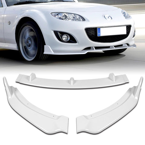 For 2009-2013 Mazda Miata MX-5 GV-Style Painted White Color Front Bumper Body Spoiler Lip 3 Pcs