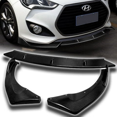 For 2013-2017 Hyundai Veloster Turbo Carbon Fiber Front Bumper Body Spoiler Lip  3pcs