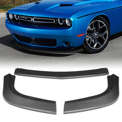 For 2015-2024 Dodge Challenger SXT Painted Carbon Look  Color Front Bumper Splitter Spoiler Lip Kit 3 Pcs