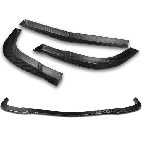 For 2011-2014 Mercedes C-Class Sport W204 Carbon Fiber Front Bumper Spoiler Lip 3pcs