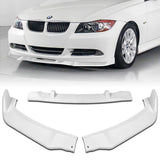 2006-2008 BMW E90 E91 3-Series Painted White Front Bumper Body Kit Spoiler Lip + Side Skirt Rocker Winglet Canard Diffuser Wing  Body Splitter ABS (Glossy White) 5PCS