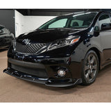For 2011-2017 Toyota Sienna SE MP-Style Painted Black Color Front Bumper Spoiler Lip 3 Pcs