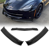 For 2014-2019 Corvette C7 Stage 2 Painted Black Color Front Bumper Splitter Spoiler Lip 3 Pcs