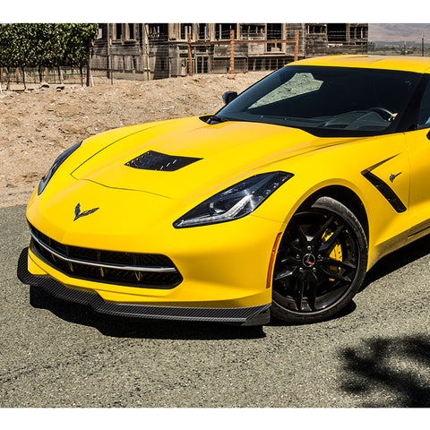 For 2014-2019 Corvette C7 Stage 2 Painted Carbon Look Color  Front Bumper Body Splitter Spoiler Lip 3 Pcs