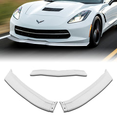 For 2014-2019 Corvette C7 Stage 2 Painted White Color Front Bumper Splitter Spoiler Lip 3 Pcs