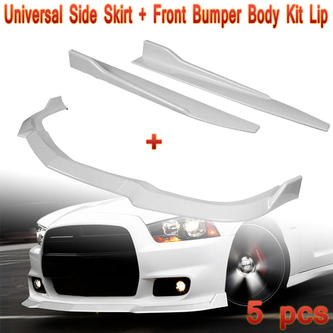 2011-2014 Dodge Charger SRT Painted White Front Bumper Body Kit Spoiler Lip + Side Skirt Rocker Winglet Canard Diffuser Wing  Body Splitter ABS (Glossy White) 5PCS