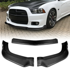 For 2011-2014 Dodge Charger SRT Real Carbon Fiber Front Bumper Body Spoiler Lip 3 Pcs