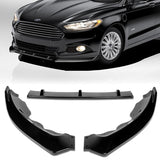 For 2013-2016 Ford Fusion Mondeo Painted Black Front Bumper Body Kit Spoiler Lip + Side Skirt Rocker Winglet Canard Diffuser Wing  (Glossy Black) 5PCS