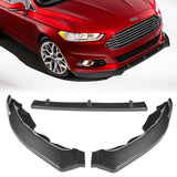 For 2013-2016 Ford Fusion Mondeo Painted Carbon Look Style Color Front Bumper Body Splitter Spoiler Lip 3 Pcs