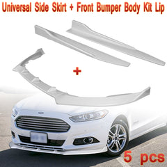 For 2013-2016 Ford Fusion Mondeo Painted White Front Bumper Body Kit Spoiler Lip + Side Skirt Rocker Winglet Canard Diffuser Wing  (Glossy White) 5PCS