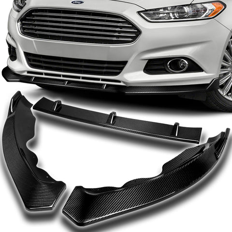 For 2013-2016 Ford Fusion Mondeo Carbon Fiber Front Bumper Splitter Spoiler Lip  3pcs