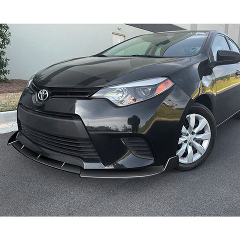 For 2014-2016 Toyota Corolla Base LE Painted Black Color Front Bumper Splitter Spoiler Lip 3 Pcs