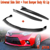 For 2014-2016 Toyota Corolla Base LE Carbon Look Front Bumper Body Spoiler Lip + Side Skirt Rocker Winglet Canard Diffuser Wing  Body Splitter ABS ( Carbon Style) 5PCS
