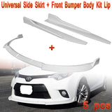 2014-2016 Toyota Corolla Base LE Painted White Front Bumper Body Spoiler Lip + Side Skirt Rocker Winglet Canard Diffuser Wing  Body Splitter ABS (Glossy White) 5PCS