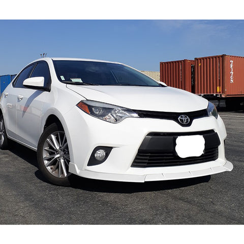 2014-2016 Toyota Corolla Base LE Painted White Front Bumper Body Spoiler Lip + Side Skirt Rocker Winglet Canard Diffuser Wing  Body Splitter ABS (Glossy White) 5PCS