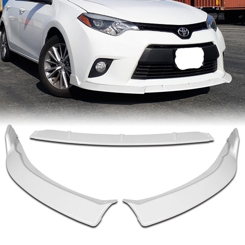 2014-2016 Toyota Corolla Base LE Painted White Front Bumper Body Spoiler Lip + Side Skirt Rocker Winglet Canard Diffuser Wing  Body Splitter ABS (Glossy White) 5PCS