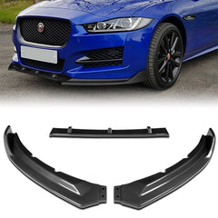 For 2016-2019 Jaguar XE STP-Style Painted Carbon Look Color Front Bumper Splitter Spoiler Lip 3 Pcs