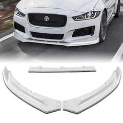 For 2016-2019 Jaguar XE STP-Style Painted White Color Front Bumper Splitter Spoiler Lip 3 Pcs