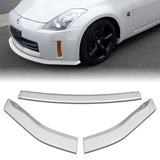 For 2003-2005 Nissan 350Z Z33 CT-Style Painted White Color Front Bumper Splitter Spoiler Lip 3 Pcs