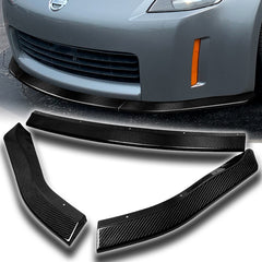 For 2003-2005 Nissan 350Z Z33 Carbon Fiber CT Front Bumper Splitter Spoiler Lip  3pcs