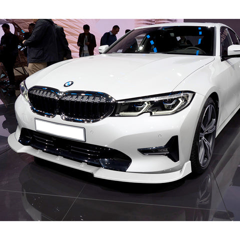 2019-2021 BMW G20 G21 3-Series Sport Painted White Front Bumper Body Kit Spoiler Lip + Side Skirt Rocker Winglet Canard Diffuser Wing  Body Splitter ABS (Glossy White) 5PCS