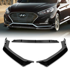 For 2018-2019 Hyundai Sonata Painted Black Color Front Bumper Body Splitter Spoiler Lip 3 Pcs