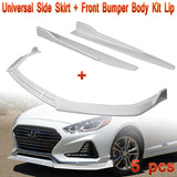 2018-2019 Hyundai Sonata Painted White Front Bumper Body Kit Spoiler Lip + Side Skirt Rocker Winglet Canard Diffuser Wing  Body Splitter ABS (Glossy White) 5PCS