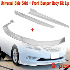 2011-2014 Hyundai Sonata STP-Style Painted White Front Bumper Spoiler Lip + Side Skirt Rocker Winglet Canard Diffuser Wing  Body Splitter ABS (Glossy White) 5PCS
