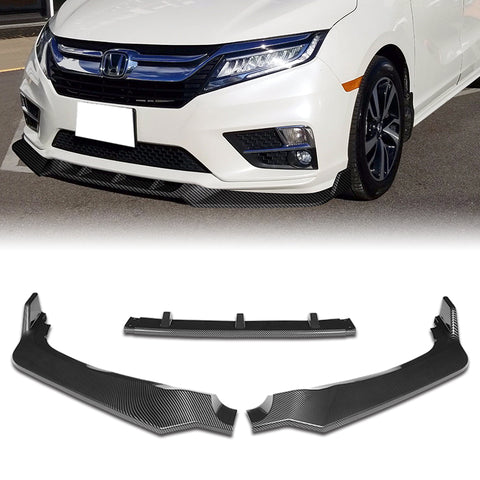 For 2018-2020 Honda Odyssey CK-Style Painted Carbon Look Color Front Bumper Splitter Spoiler Lip 3 Pcs