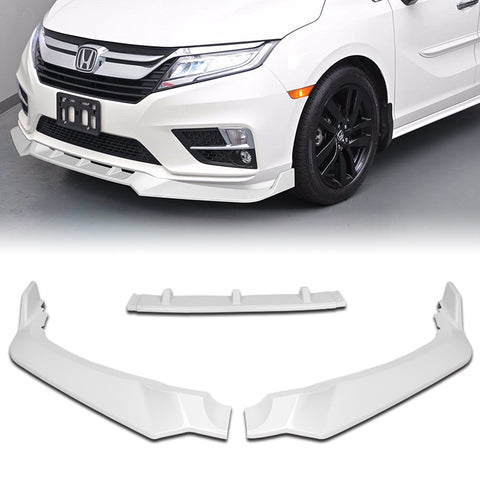 2018-2020 Honda Odyssey CK-Style Painted White Front Bumper Body Spoiler Lip + Side Skirt Rocker Winglet Canard Diffuser Wing  Body Splitter ABS (Glossy White) 5PCS