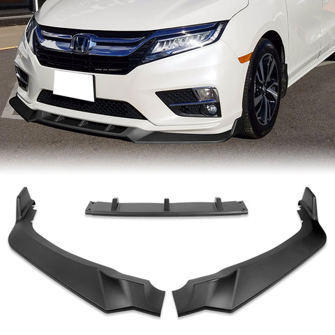 For 2018-2020 Honda Odyssey CK-Style Matt Black Front Bumper Body Spoiler Lip + Side Skirt Rocker Winglet Canard Diffuser Wing  Body Splitter ABS (Matte Black) 5PCS