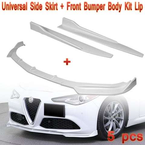 2017-2021 Alfa Romeo Giulia Painted White Front Bumper Body Kit Spoiler Lip + Side Skirt Rocker Winglet Canard Diffuser Wing  Body Splitter ABS (Glossy White) 5PCS