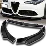 For 2017-2021 Alfa Romeo Giulia Carbon Fiber Front Bumper Splitter Spoiler Lip  3 Pcs