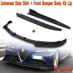 For 2017-2021 Alfa Romeo Giulia Matt Black Front Bumper Body Kit Spoiler Lip + Side Skirt Rocker Winglet Canard Diffuser Wing  Body Splitter ABS (Matte Black) 5PCS