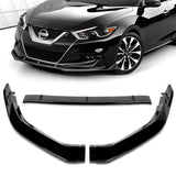For 2016-2018 Nissan Maxima GT-Style Painted Black Front Bumper Body Spoiler Lip + Side Skirt Rocker Winglet Canard Diffuser Wing  (Glossy Black) 5PCS