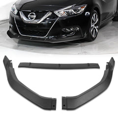 For 2016-2018 Nissan Maxima GT-Style Unpainted Matt Black Color Front Bumper Splitter Spoiler Lip 3 Pcs