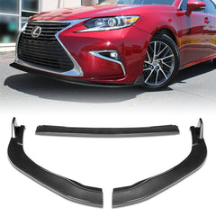 For 2016-2018 Lexus ES300H ES350 Painted Carbon Look Style Color Front Bumper Body Splitter Spoiler Lip 3 Pcs