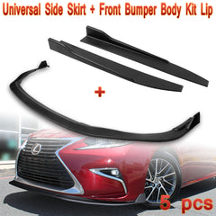 For 2016-2018 Lexus ES300H ES350 Matt Black Front Bumper Body Kit Spoiler Lip + Side Skirt Rocker Winglet Canard Diffuser Wing  Body Splitter ABS (Matte Black) 5PCS