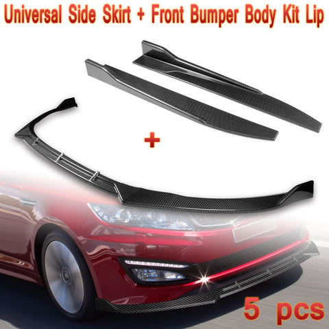 For 2011-2013 Kia Optima STP-Style Carbon Look Front Bumper Body Kit Spoiler Lip + Side Skirt Rocker Winglet Canard Diffuser Wing  Body Splitter ABS ( Carbon Style) 5PCS