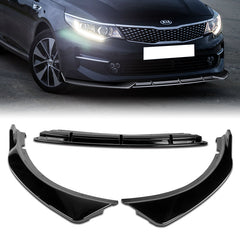 For 2016-2018 Kia Optima LX EX Painted Black Color Front Bumper Body Splitter Spoiler Lip 3 Pcs