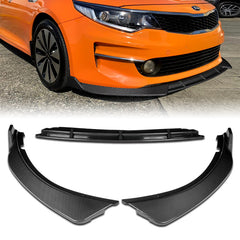 For 2016-2018 Kia Optima LX EX Painted Carbon Look Style Color  Front Bumper Body Splitter Spoiler Lip 3 Pcs