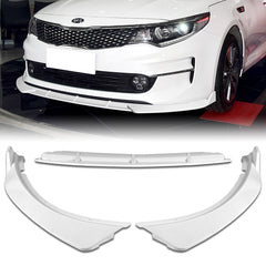 For 2016-2018 Kia Optima LX EX Painted White Color Front Bumper Body Splitter Spoiler Lip 3 Pcs