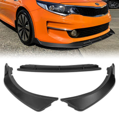 For 2016-2018 Kia Optima LX EX STP-Style Unpainted Matt Black Color Front Bumper Splitter Spoiler Lip Kit 3 Pcs