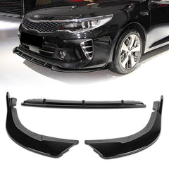 For 2016-2018 Kia Optima SX SXL Painted Black Color Front Bumper Body Splitter Spoiler Lip 3 Pcs